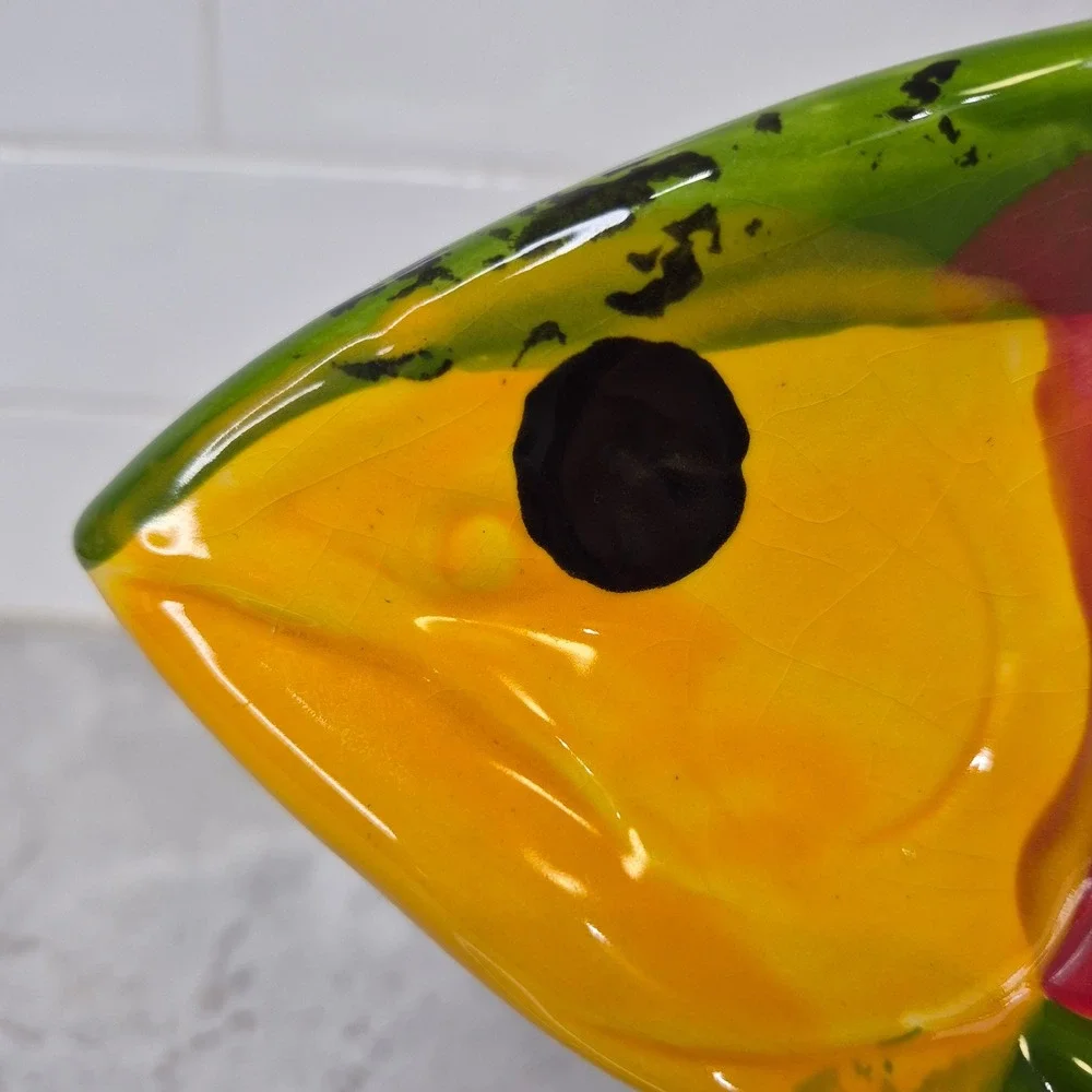 Amen Wardy Serving Platter Salmon Fish Multicolor‎ Ceramic Seattle 2004